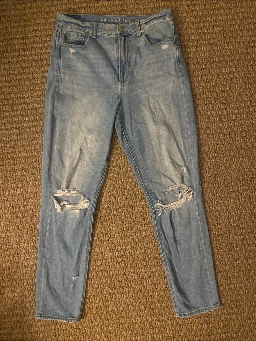American Eagle Outfitters Light Blue Distressed Boyfriend Jeans 10L